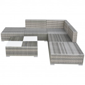 Set mobilier de grădină 15 piese, poliratan, gri - Img 3