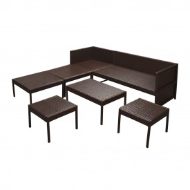 Set mobilier de grădină, 15 piese, poliratan, maro - Img 5