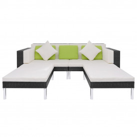 Set mobilier de grădină, 17 piese, poliratan, negru - Img 7