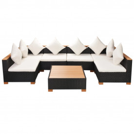 Set mobilier de grădină 21 piese, poliratan, blat WPC, negru - Img 2