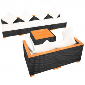 Set mobilier de grădină 21 piese, poliratan, blat WPC, negru - Img 7