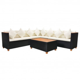 Set mobilier de grădină 25 piese, poliratan și blat WPC, negru - Img 2