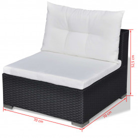 Set mobilier de grădină 32 piese, poliratan, negru - Img 12