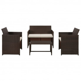 Set mobilier de grădină, 8 piese, maro, poliratan