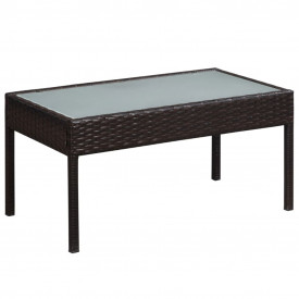 Set mobilier de grădină, 9 piese, poliratan, maro și alb crem - Img 5