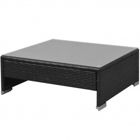 Set mobilier de grădină cu baldachin 23 piese, poliratan, negru - Img 7