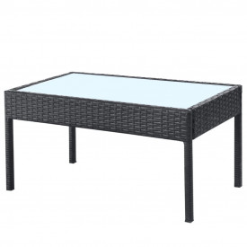 Set mobilier de grădină cu canapea 7 piese, poliratan, negru - Img 7