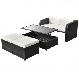 Set mobilier de grădină cu canapea 9 piese, poliratan, negru