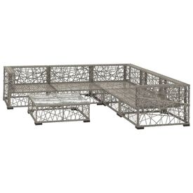 Set mobilier de grădină cu perne, 6 piese, gri, poliratan - Img 2