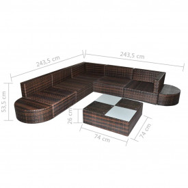 Set mobilier de grădină din poliratan 27 piese Maro - Img 5