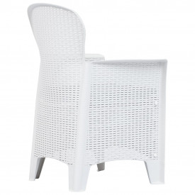 Set mobilier exterior, 5 piese, alb, plastic, aspect ratan - Img 3