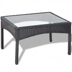 Set mobilier grădină, 7 piese, poliratan, negru și alb crem - Img 6