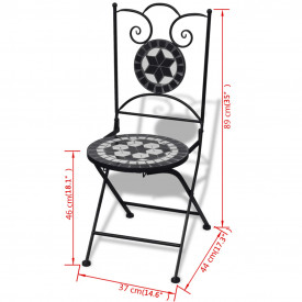 Set mobilier grădină bistro, 60 cm, mozaic, 2 scaune, negru/alb - Img 12