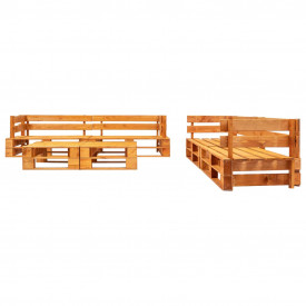 Set mobilier grădină din paleți, 6 piese, maro miere, lemn FSC - Img 2