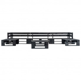 Set mobilier grădină din paleți, 6 piese, negru, lemn FSC - Img 2