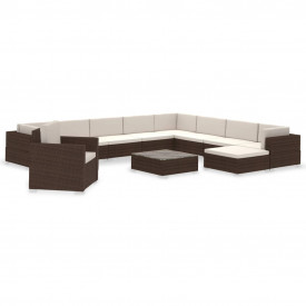 Set mobilier grădină din poliratan 35 buc. Maro - Img 2