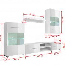 Set mobilier TV 5 piese cu iluminare LED alb - Img 9