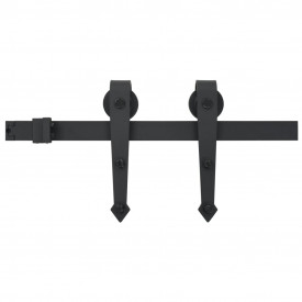 Set piese pentru ușă glisantă, negru, 183 cm, oțel - Img 2