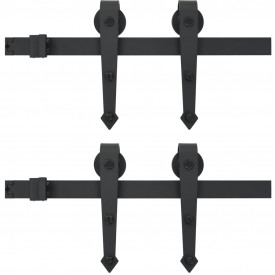 Set piese pentru uși glisante, negru, 2 x 183 cm, oțel - Img 2