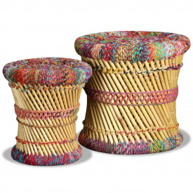 Set scaune 2 buc, bambus cu detalii chindi, multicolor - Img 4