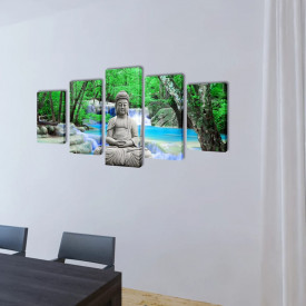 Set tablouri de perete cu Buddha, 200 x 100 cm - Img 2