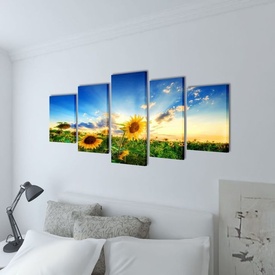 Set tablouri de perete cu imprimeu floarea soarelui, 200 x 100 cm - Img 4