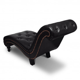 Șezlong capitonat, piele artificială, maro - Img 4