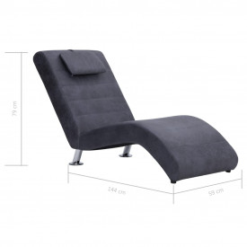 Șezlong cu pernă, gri, piele întoarsă artificială - Img 10