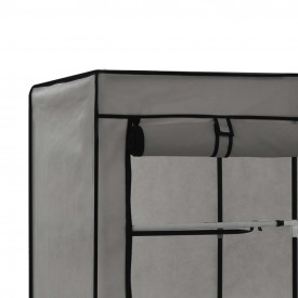 Șifonier cu bare și compartimente, gri, 150x45x175 cm, textil - Img 6