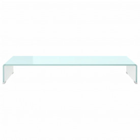 Stativ TV/monitor din sticlă albă, 90 x 30 x 13 cm - Img 3