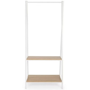 Stender haine cu suport incaltaminte GN Harry, metalic, polite, 64x40x150 cm, alb stejar - Img 3