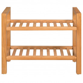 Suport de pantofi cu 2 rafturi, stejar masiv, 49,5 x 27 x 40 - Img 2