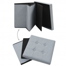 Taburete depozitare pliabile, 2 buc., gri, 38x38x38 cm, textil - Img 3