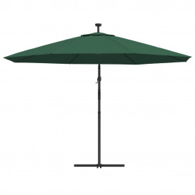 Umbrelă de consolă cu LED și stâlp de metal, verde, 350 cm - Img 7