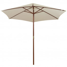 Umbrelă de soare cu stâlp de lemn 270 x 270 cm, alb crem - Img 2