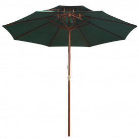 Umbrelă de soare dublă, 270x270 cm, stâlp de lemn, verde - Img 2