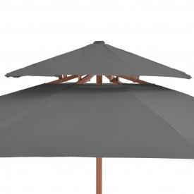 Umbrelă de soare dublă, stâlp din lemn, 270 cm, antracit - Img 5