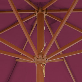Umbrelă de soare exterior, stâlp din lemn, 300 cm, roșu bordo - Img 5