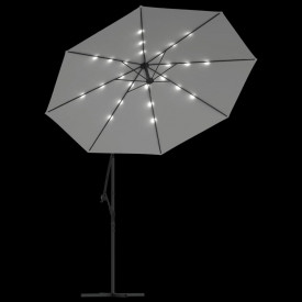 Umbrelă soare suspendată, iluminare LED, stâlp metalic 300 cm - Img 6