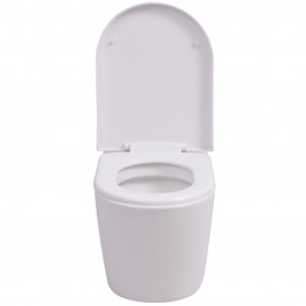 Vas toaletă cu montare pe perete, ceramică, alb - Img 3