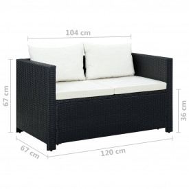 vidaXL 11 piese Set mobilier de grădină, negru, poliratan - Img 6