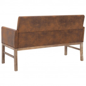 vidaXL Bancă cu brațe, maro, 140 cm, piele întoarsă ecologică - Img 5