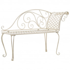 vidaXL Bancă de grădină, alb vintage, 128 cm, metal
