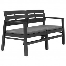 vidaXL Bancă de grădină cu 2 locuri, perne, antracit, 133 cm, plastic