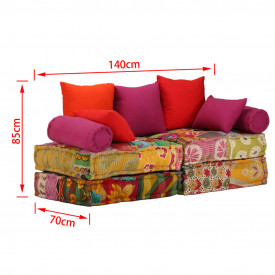 vidaXL Canapea modulară cu 2 locuri, textil, model petice - Img 10
