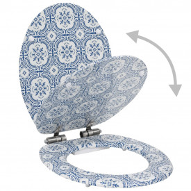 vidaXL Capac WC cu închidere silențioasă, MDF, design porțelan - Img 2