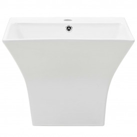 vidaXL Chiuvetă ceramică suspendată pe perete, alb, 500x450x410 mm - Img 3