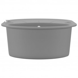 vidaXL Chiuvetă de bucătărie din granit, cu un bazin, oval Gri - Img 6