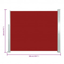 vidaXL Copertină laterală retractabilă, roșu, 120 x 300 cm - Img 7