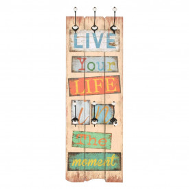 vidaXL Cuier de perete cu 6 cârlige, 120 x 40 cm, LIVE LIFE - Img 2